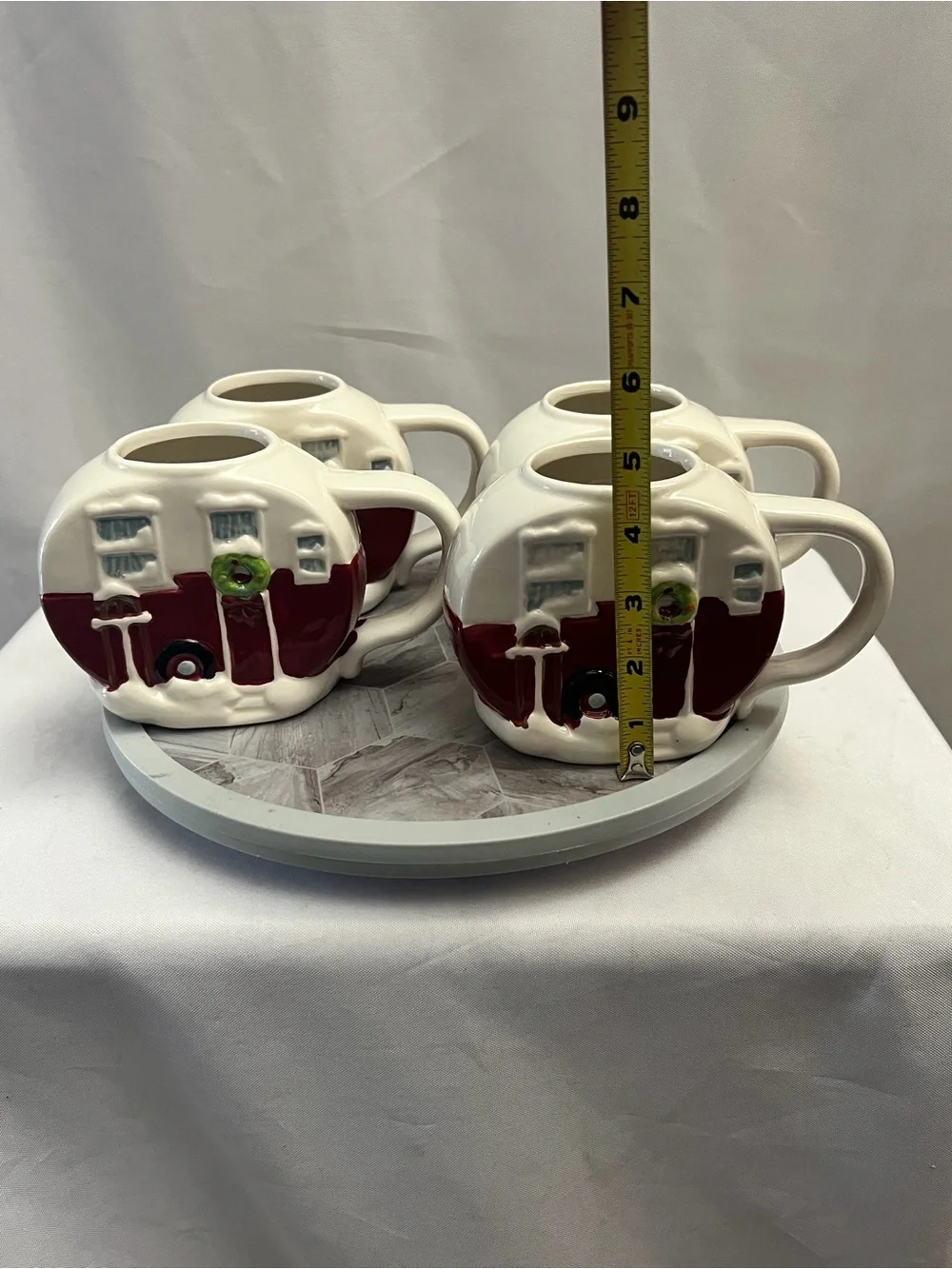 Holiday Cottage Collection Winter Wonder Lane Christmas House Mugs Set Of 4